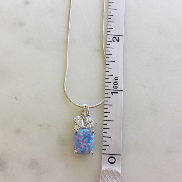 Sterling Blue Lavender Lab Opal Necklace - Picture 4 of 16